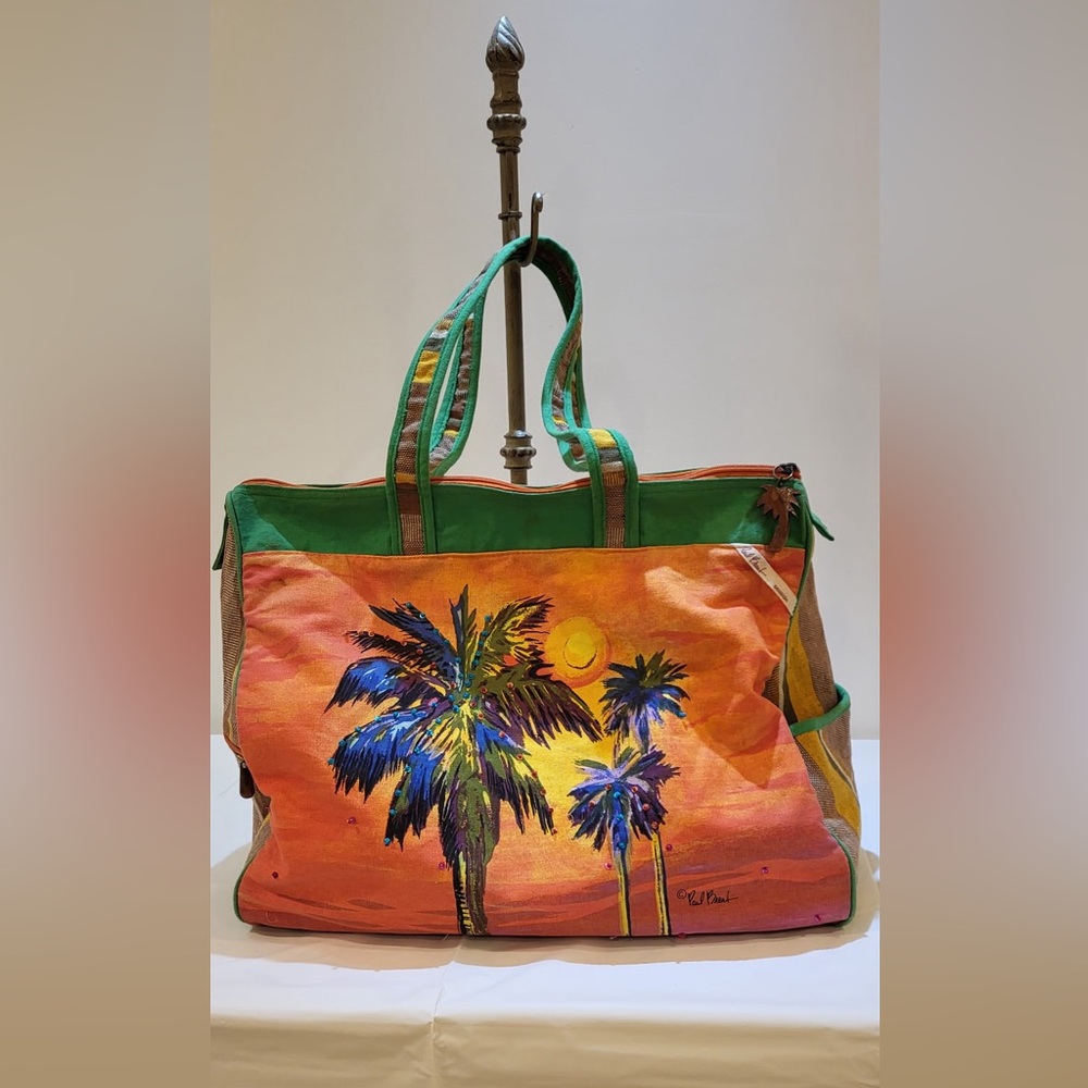 PAUL BRENT large tropical palm tree canvas tote bag